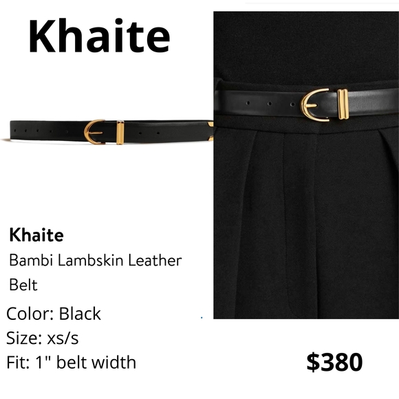 KHAITE Accessories - KHAITE Elegant Black Leather Belt with Gold Buckle. Not Original Pack. # 245